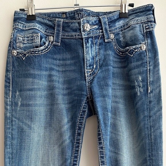Miss Me Women's Embellished Rhinestone Blue Bootcut Jeans, Size 27 - Picture 2 of 16